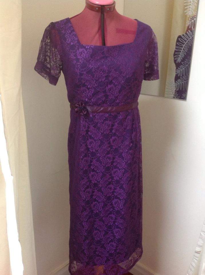 dressmaking purple lace dress